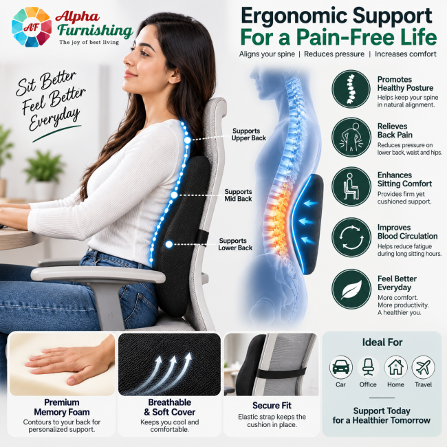 Sale Active Memory Foam Car Back Support Cushion for Long Drive & Lumbar Support Sale Active Memory Foam Car Back Support Cushion for Long Drive & Lumbar Support